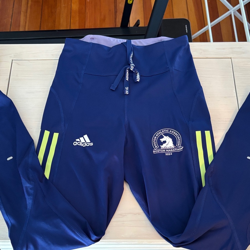 adidas Leggings with Neon Yellow Stripes
